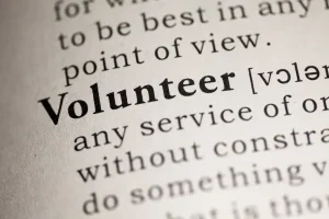 A dictionary excerpt for the word "Volunteer"