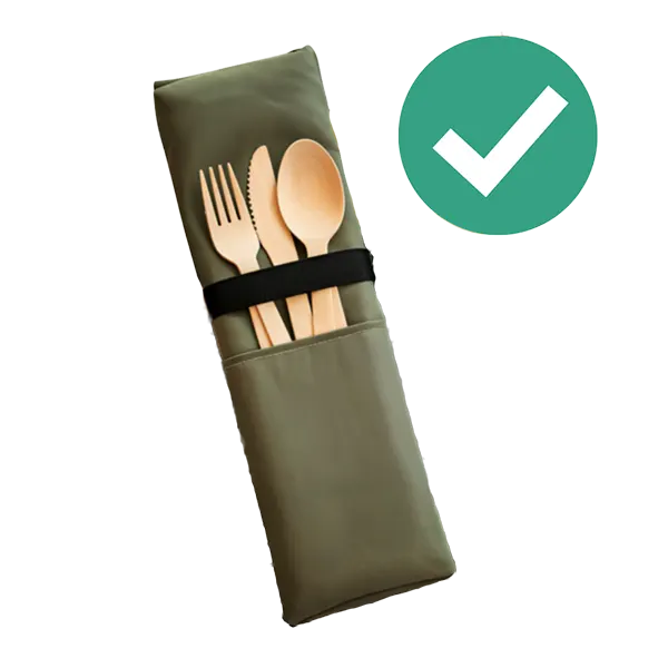 Reusable Utensils with a green checkmark