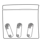 illustration of taped batteries in a clear bag for recycling