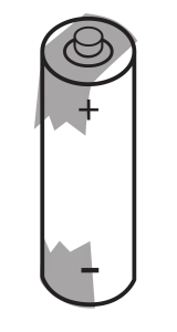 Illustration of household battery with taped terminals ready for recycling