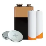 Cell, a 9V, and two AA batteries: examples of household hazardous waste