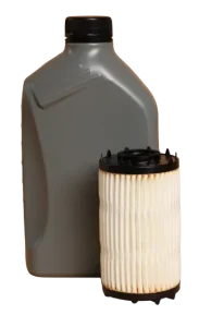 Motor oil container and used oil filter.