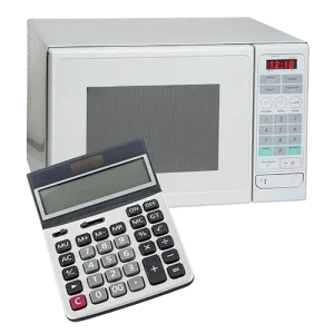 A microwave and calculator: example of electronics HHW