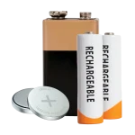 9V, AA, cell: examples of recyclable batteries