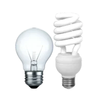 A halogen and CFL bulb - Examples of HHW