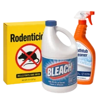 Rodent killer box, bleach container and bathtub cleaner : all HHW