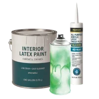A paint can, spray paint and caulk - examples of HHW