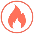 Icon: flame in a circle for fire danger