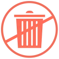 Icon: trash can with a line through it